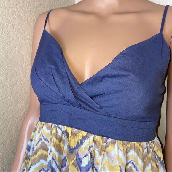 Vintage BCBG Sweetheart Mini Dress M Blue Chevron Spaghetti Straps SZ M - Picture 6 of 11